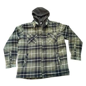 RedHead Green and Black Lightweight Shirt Jacket with Hood